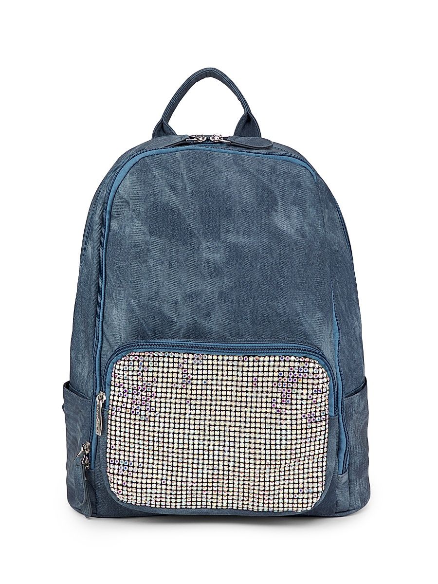 Kid's Embellished Denim Backpack - Blue Denim