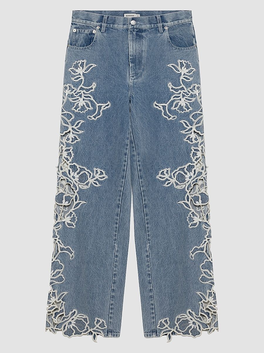 Women's Porter Embroidered Jeans - Light Indigo - Size 32