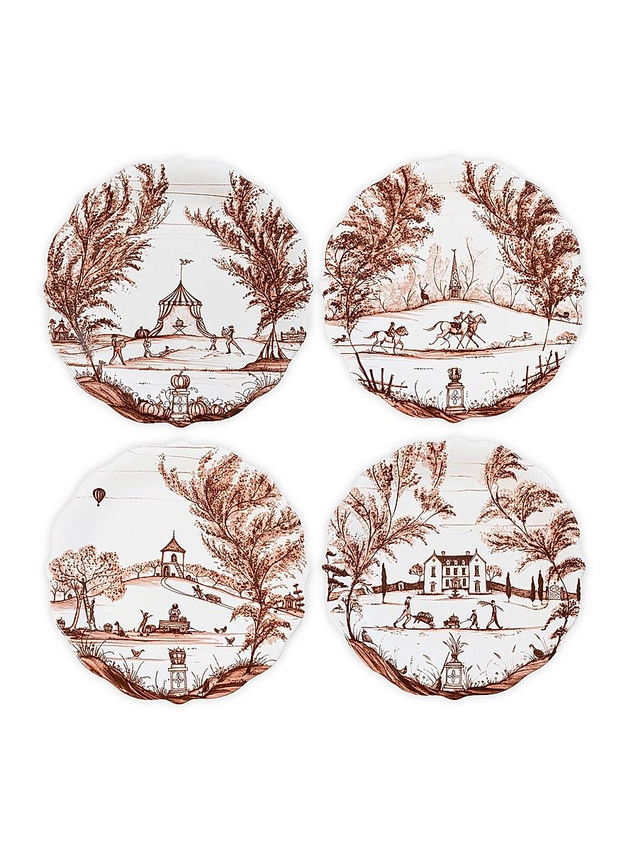 Country Estate Harvest 4-Piece Party Plates Set - Sepia