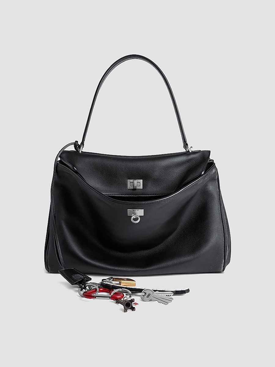 Balenciaga Women's Rodeo Medium Handbag Used Effect with One Charm - Black