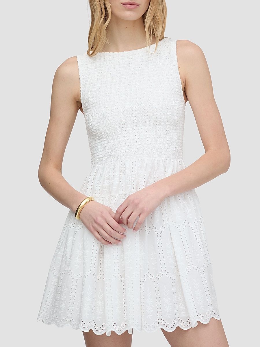 Women's The Cosima Mini Nap Dress - White Trellis Broderie - Size XXL