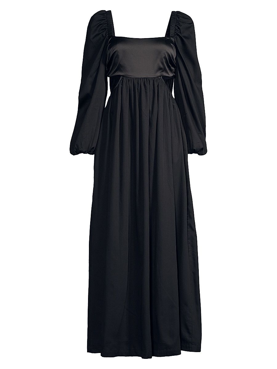 Women's Orbison Balloon-Sleeve Maxi Dress - Black - Size Small