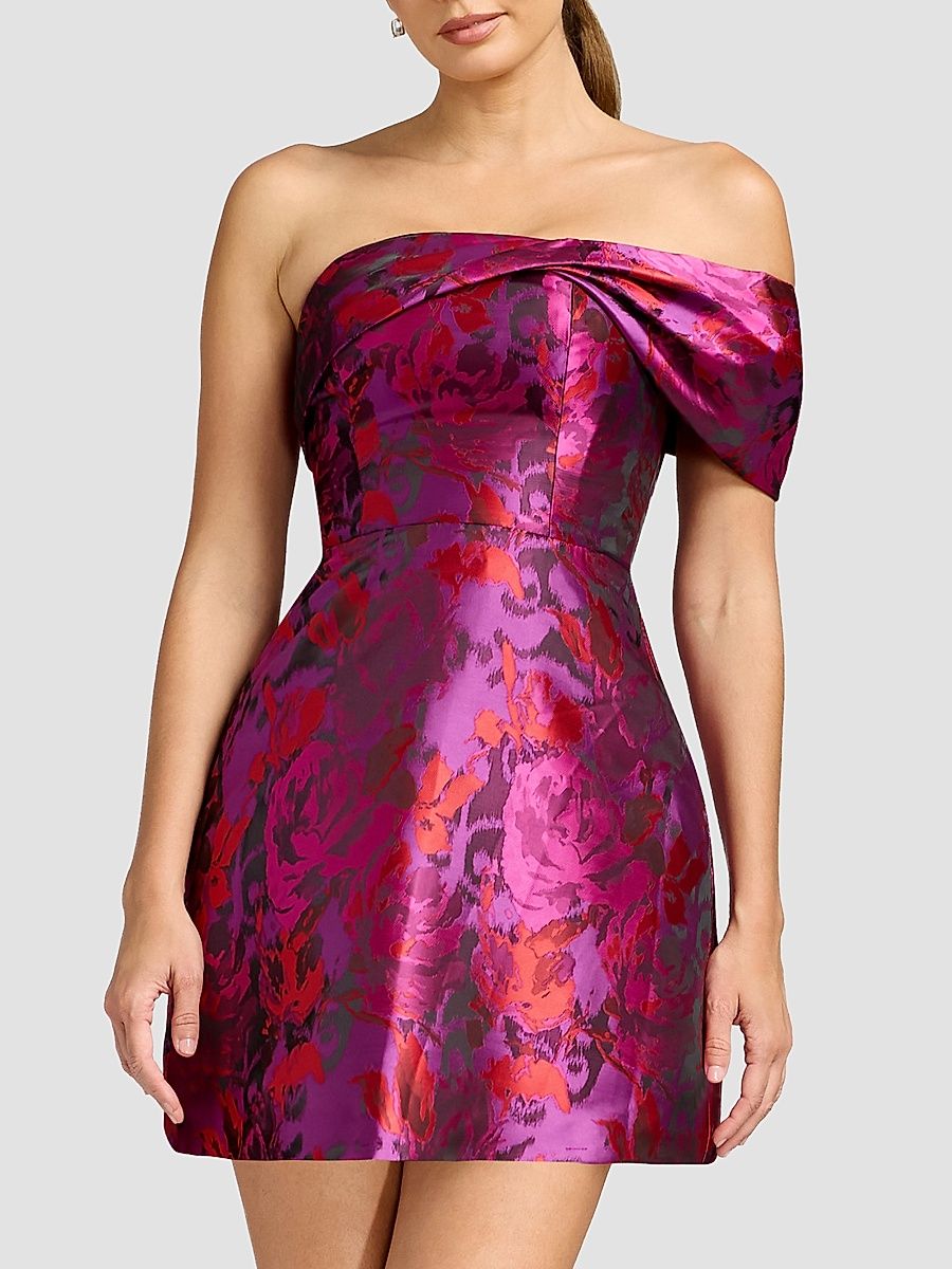 Women's Olive Jacquard Mini Dress - Bright Fuchsia Multi - Size XXL