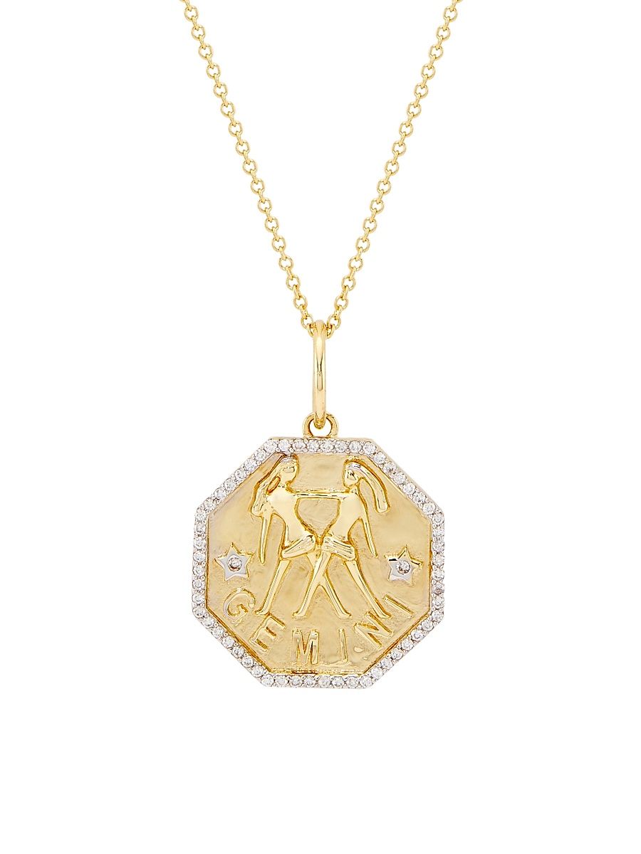 Saks Fifth Avenue Collection Women's 14K Yellow Gold & 0.2 TCW Diamond Zodiac Pendant Necklace - Gemini