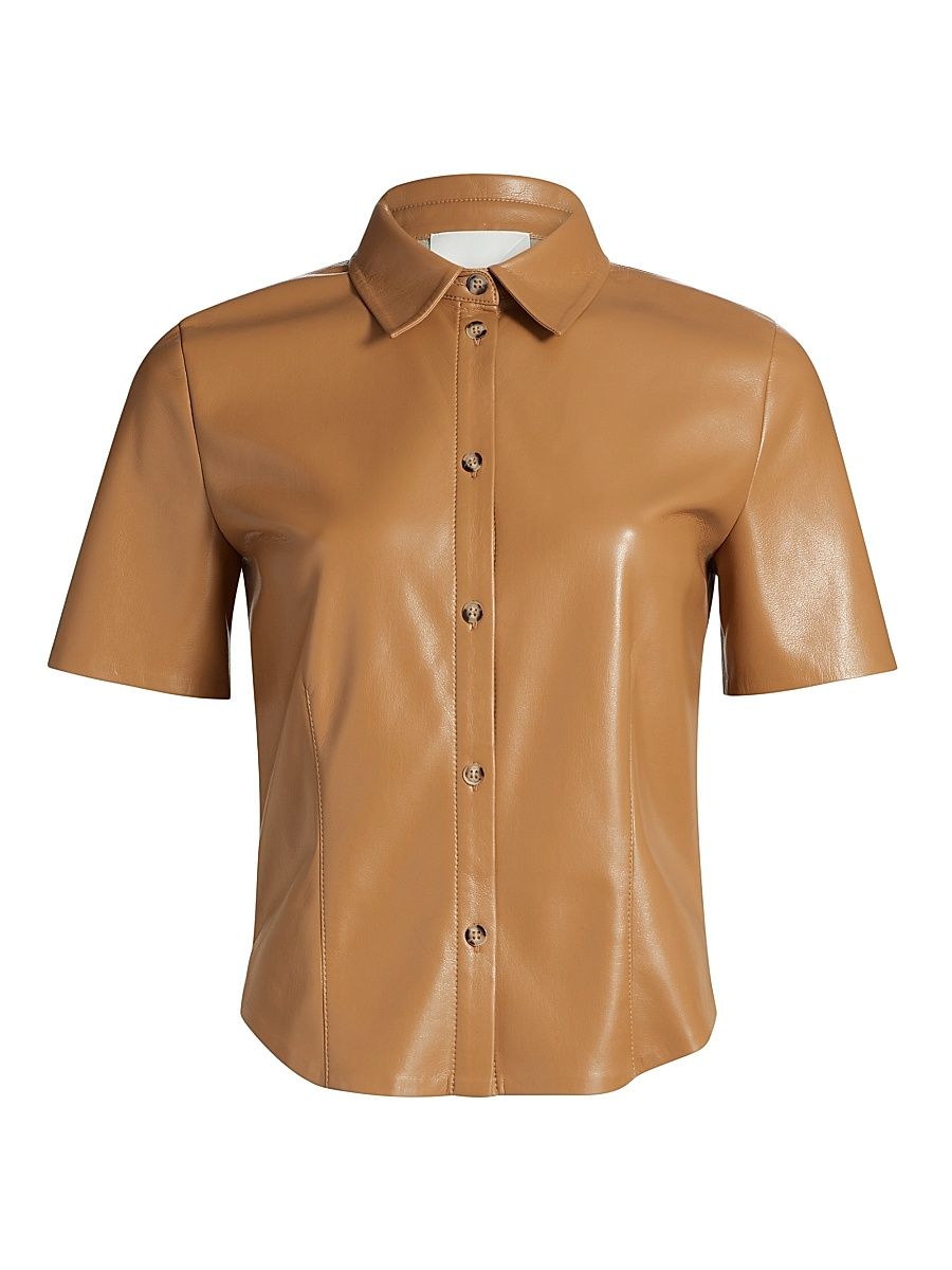 Women's Clare Faux Leather Shirt - Oak - Size Small