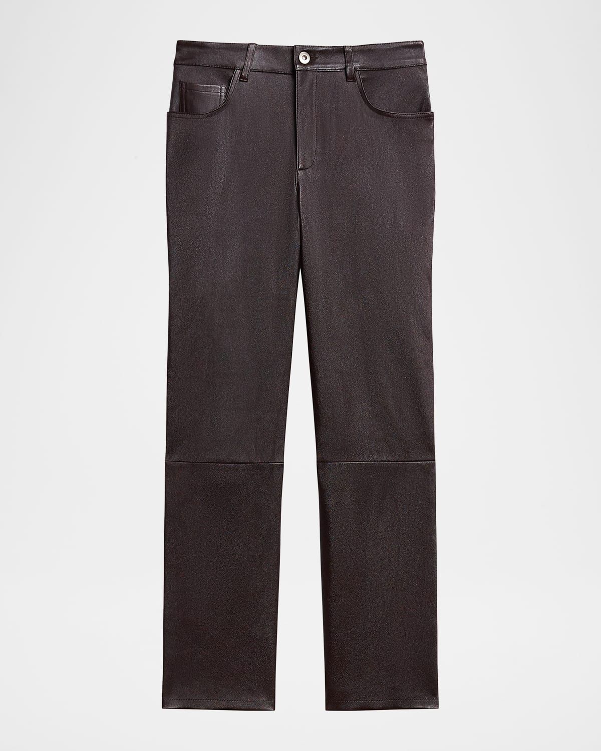Mid-Rise Nappa Leather Pants