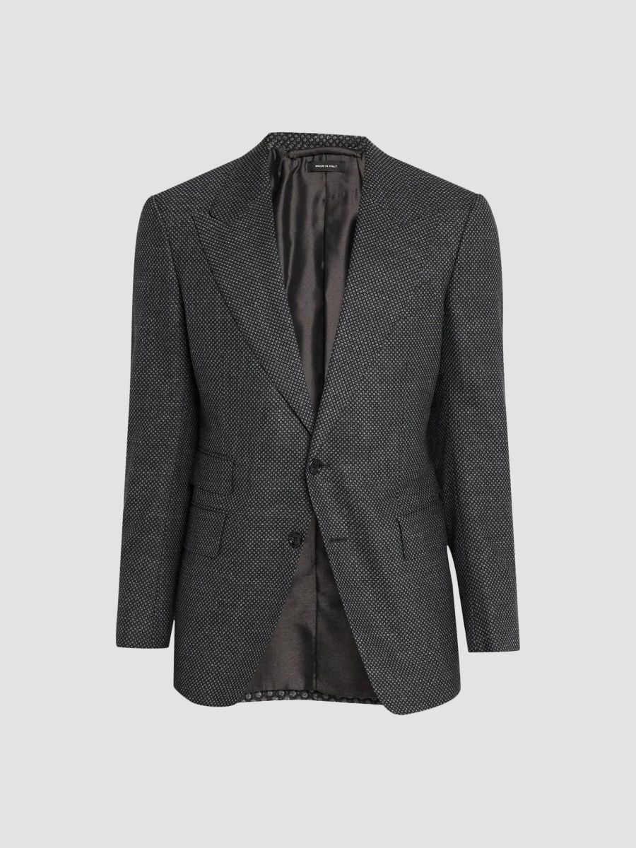Kiton Men's Birdseye Wool-Blend Sport Jacket - Black Anthracite - Size 38
