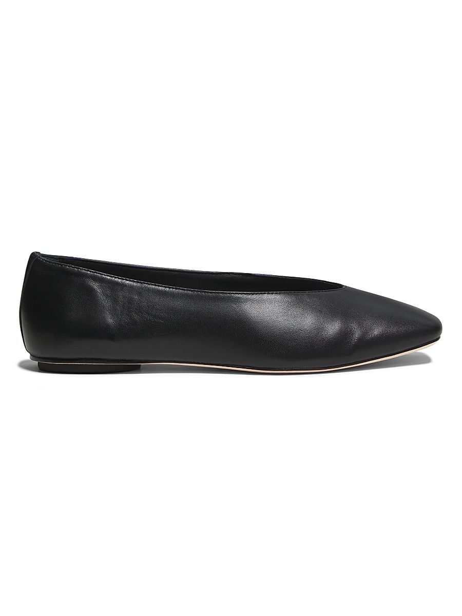 Women's Prudence Leather Ballet Flats - Black - Size 6.5