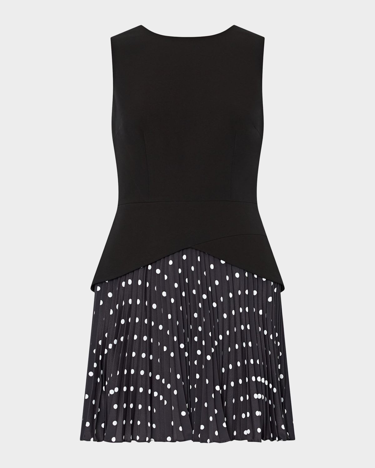 Haddy Sleeveless Pleated Polka Dot Mini Skirt
