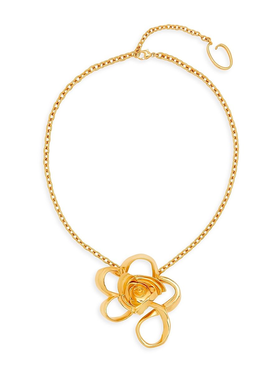 Women's 24K-Gold-Plated Rose Pendant Necklace - Gold