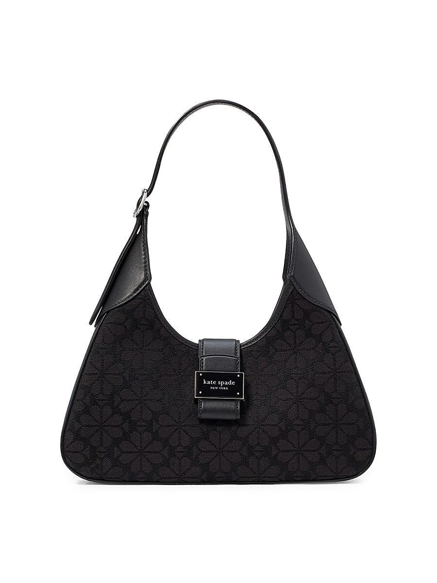 Women's Spade Flower Jacquard Shoulder Bag - Black Pattern