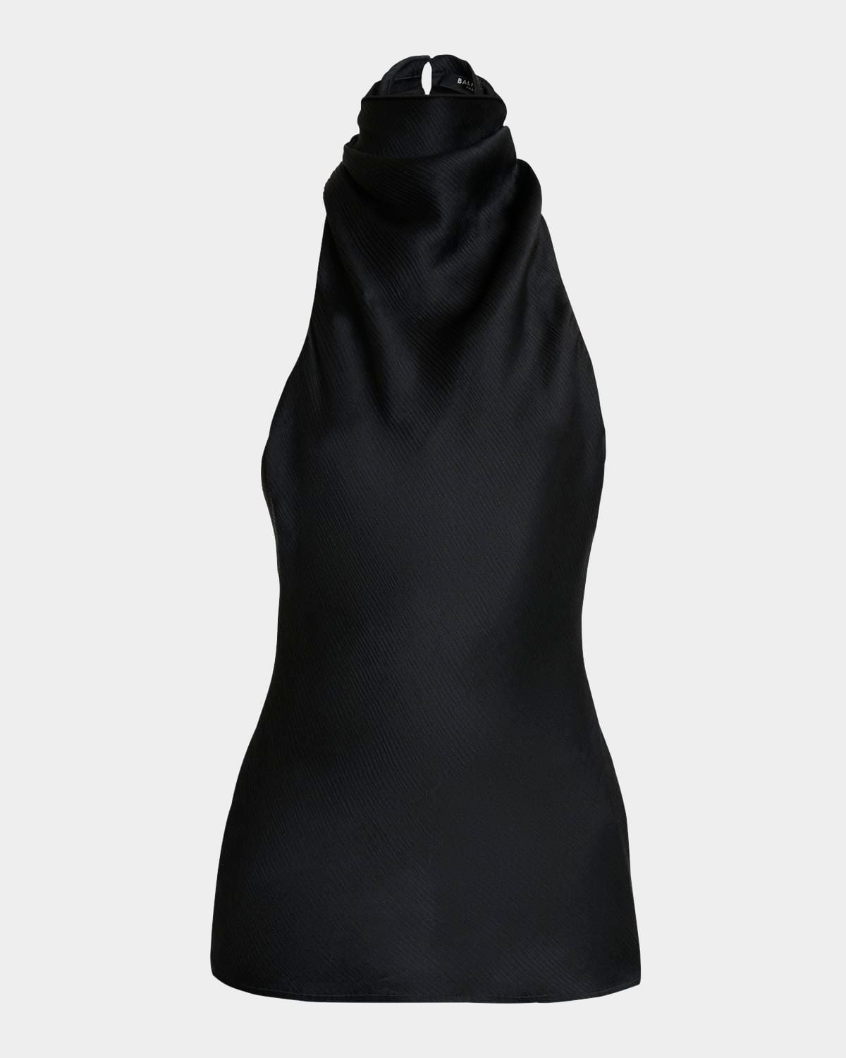 Crepe Satin Halter Cowl-Neck Top