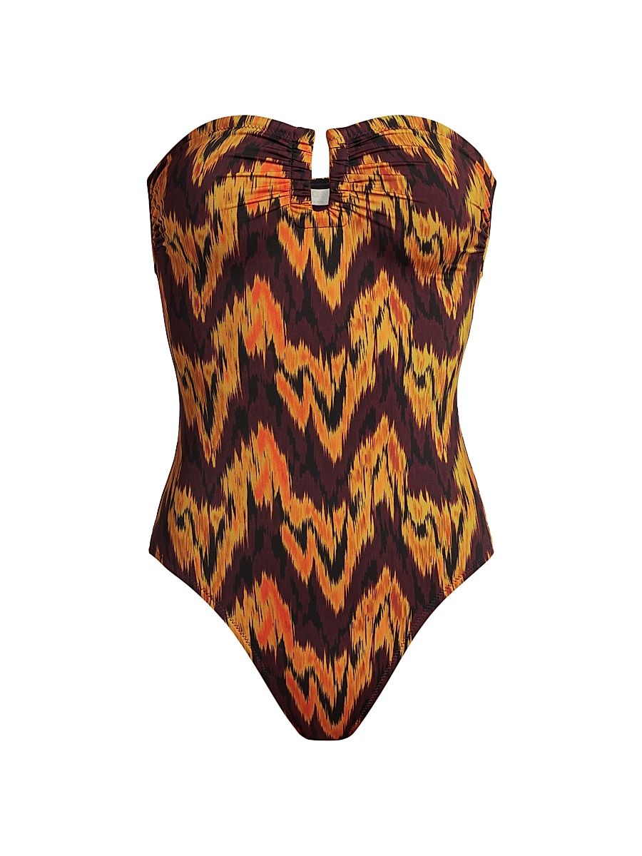 Women's Monterey Printed Strapless One-Piece Swimsuit - Terra - Size XL