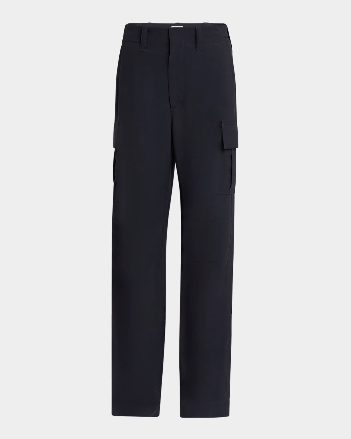Cargo Fine Wool Wide Leg Trousers