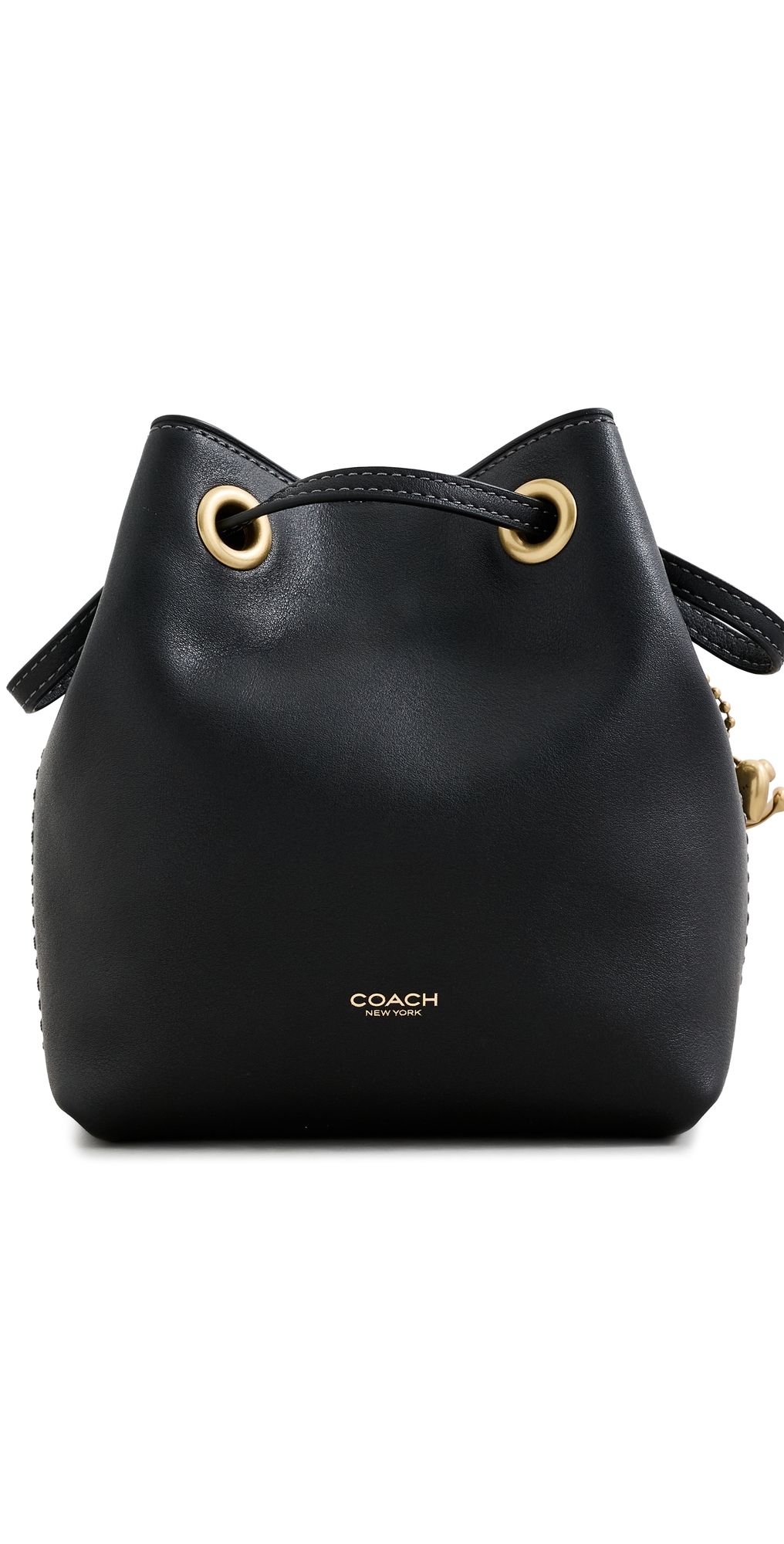 Coach Leather Jade Drawstring Bag Black One Size