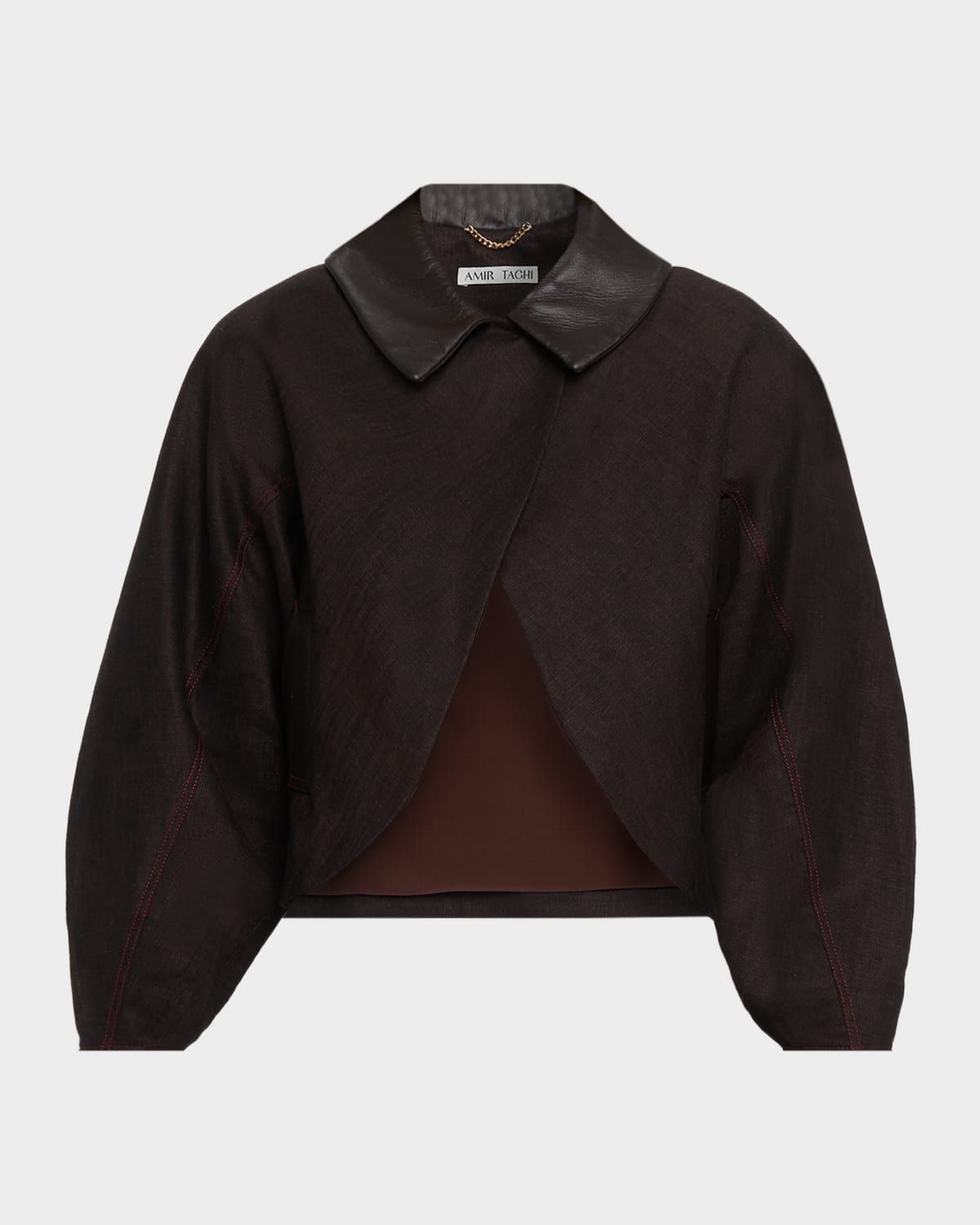 Campbell Linen Balloon-Sleeve Cutaway Barn Jacket