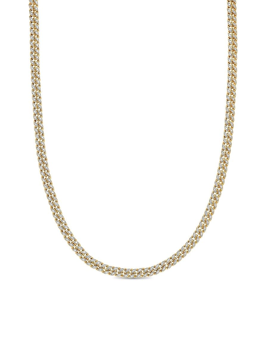 Men's Curb Chain Necklace in 18K Yellow Gold, 6MM - Diamond - Size 24