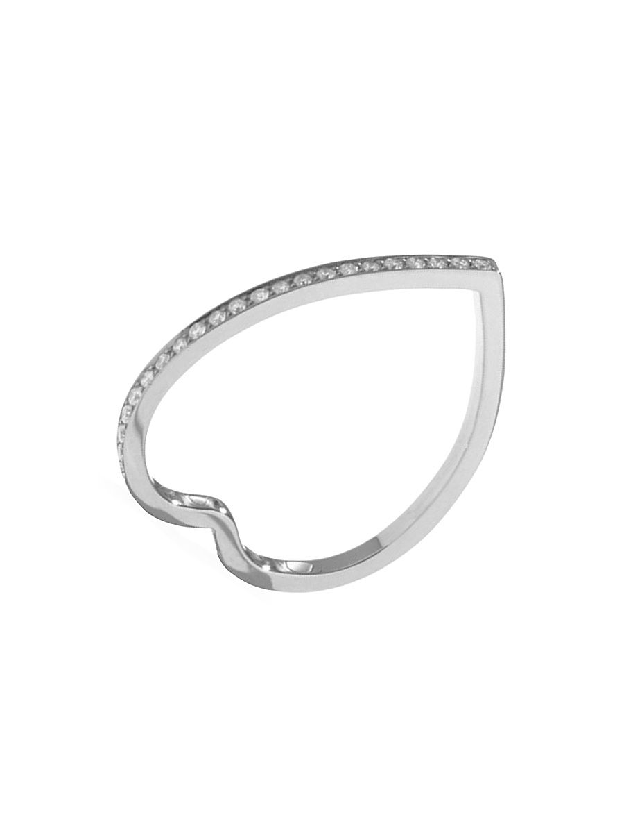 Women's Antifer 18K White Gold & Diamond Heart Ring - Size 5.25