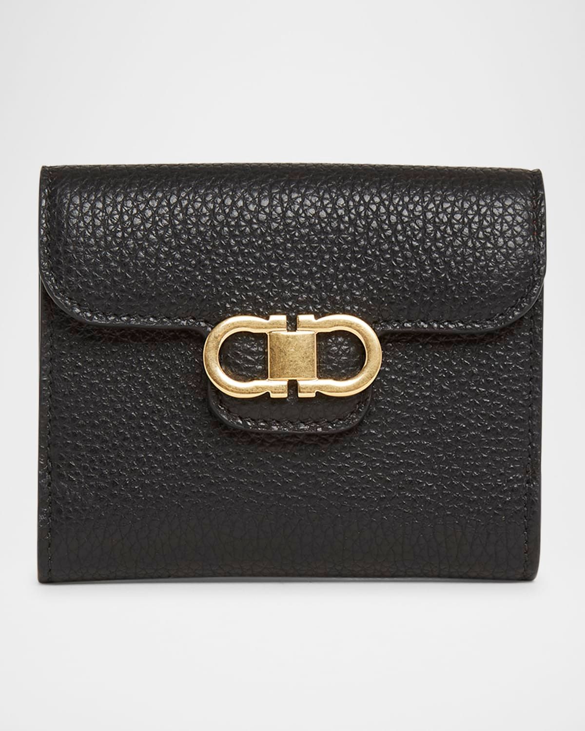 Double Gancio Grainy Leather Wallet