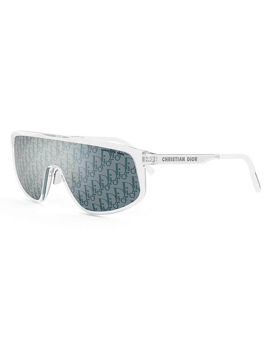 Men's DiorTag 134MM Shield Sunglasses - Crystal Blue