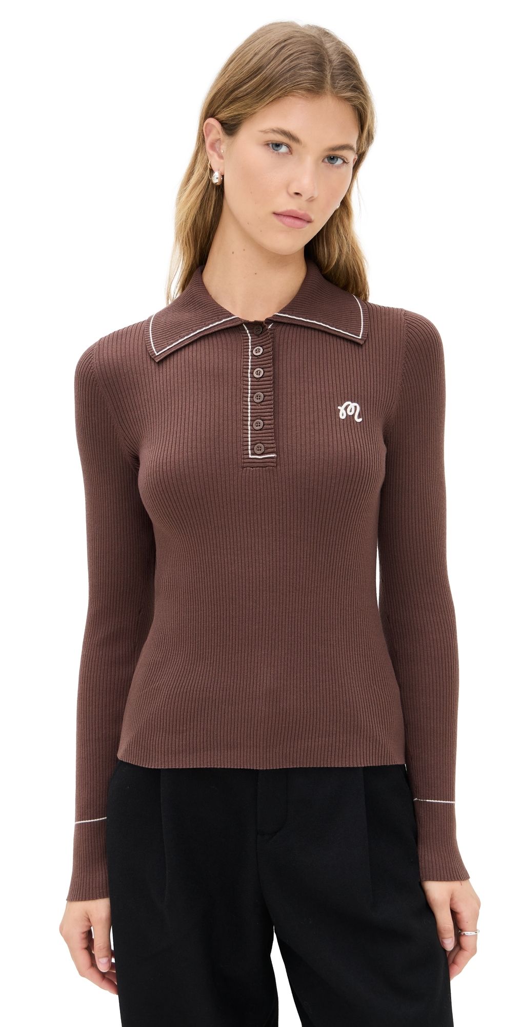 Malbon Golf Agatha Knit Polo Mahogany XXS
