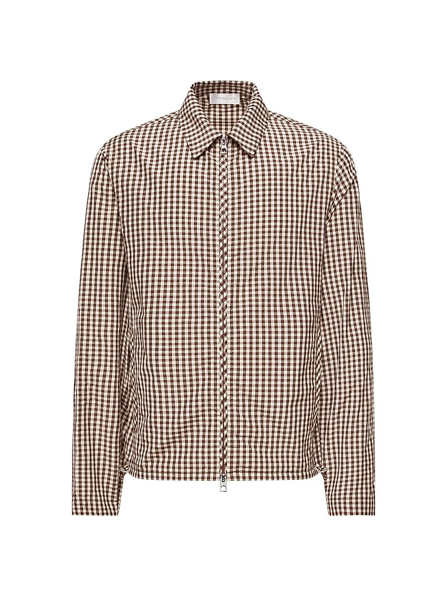 Men's Zip-Up Shirt in Cotton Blend - White Brown - Size XL