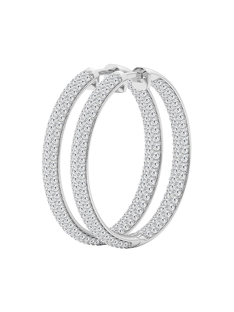 Women's 14K White Gold & 3 TCW Lab-Grown Diamond Inside-Out Hoop Earrings - White Gold