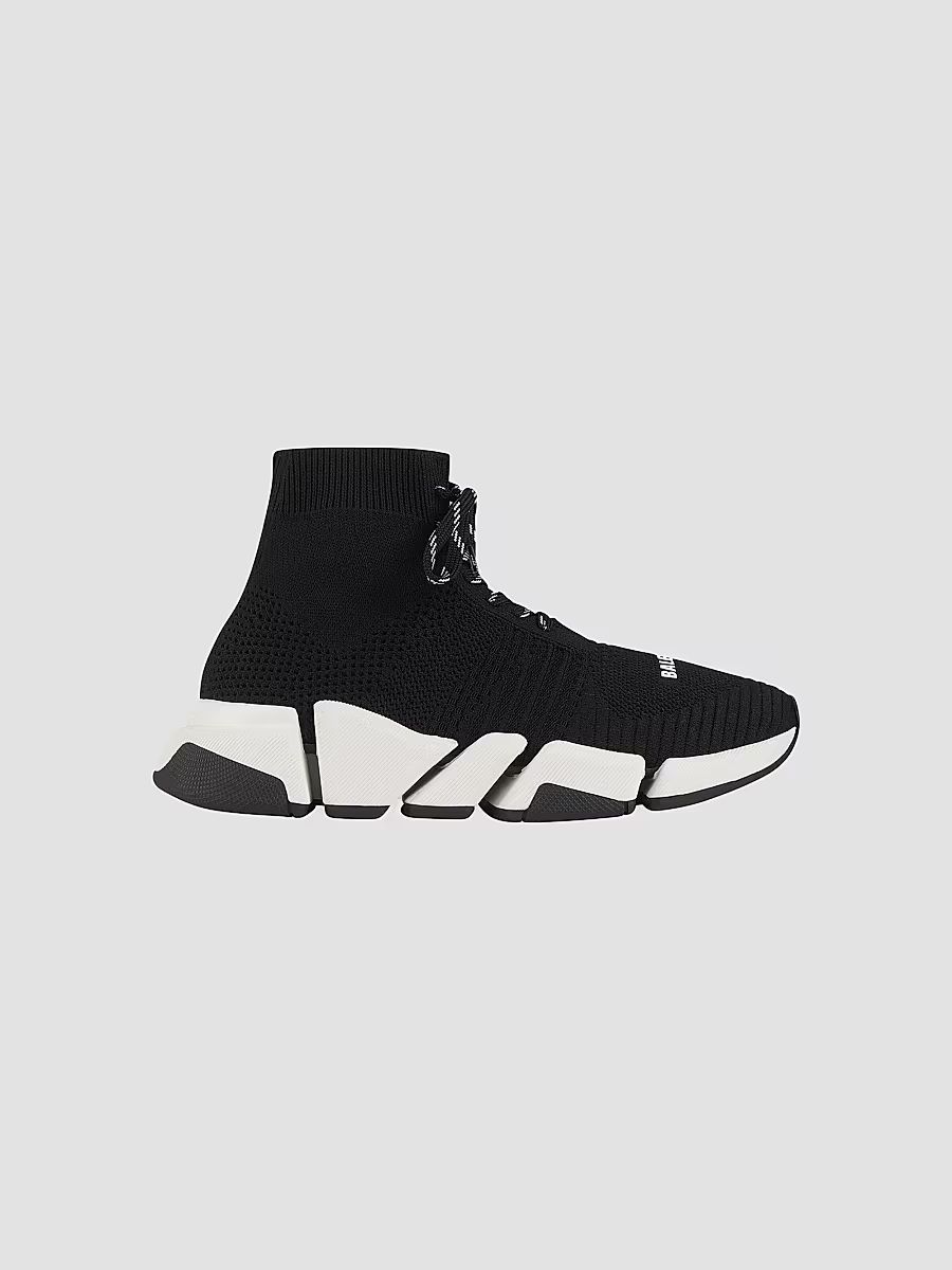 Balenciaga Women's Speed 2.0 Lace-up Sneaker - Black White - Size 5