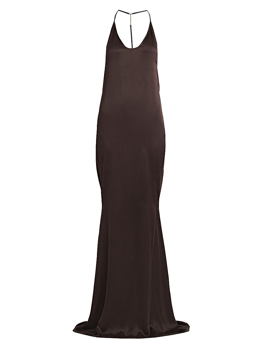 Women's Silk Bias-Cut Maxi Dress - Espresso - Size 6