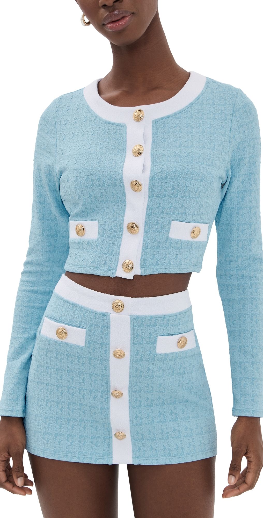 L'AGENCE Adaline Colorblock Chic Swim Cardigan Powder Blue XL