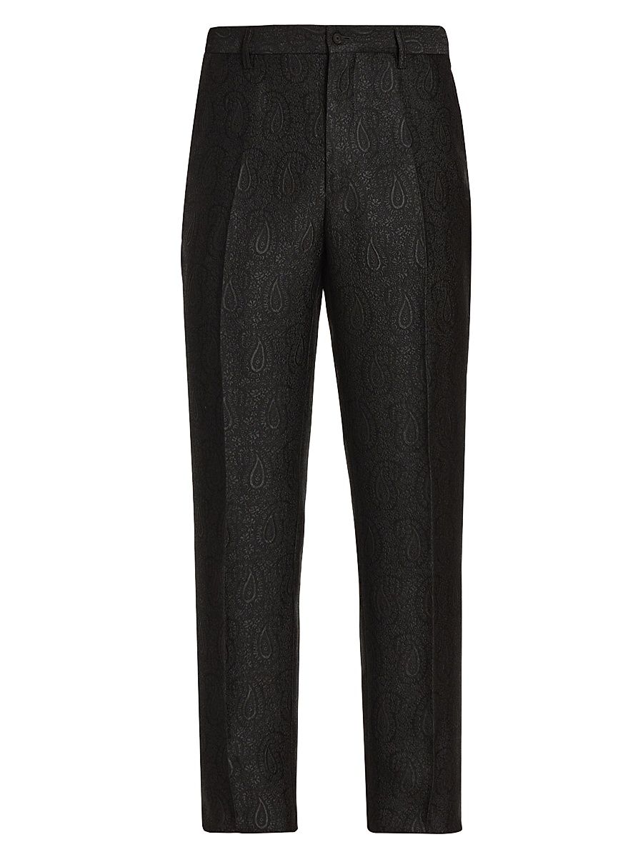 Men's Roma All-Over Paisley Evening Trousers - Black - Size 40