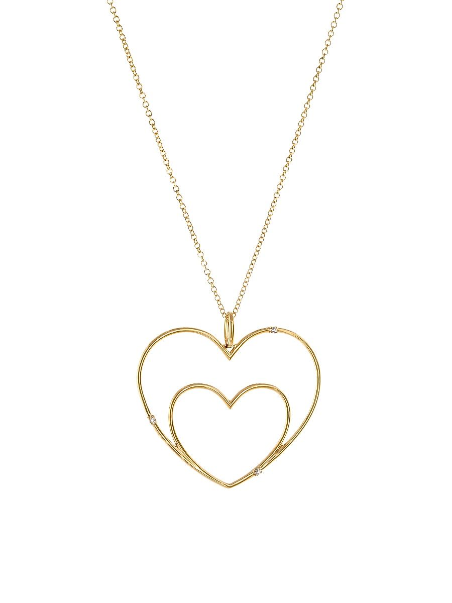 Women's 14K & 18K Yellow Gold & Diamond "I Carry Your Heart" Pendant Necklace - Shiny Gold