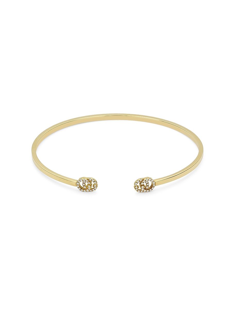 Women's GG Running 18K Yellow Gold & 0.10 TCW Diamond Cuff - Yellow Gold