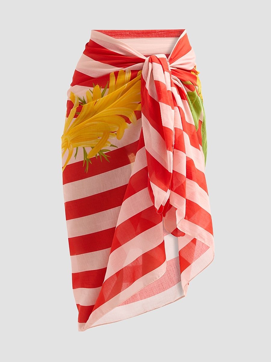 Women's Ammama Silk-Cotton Pareo - Blush And Vermillion