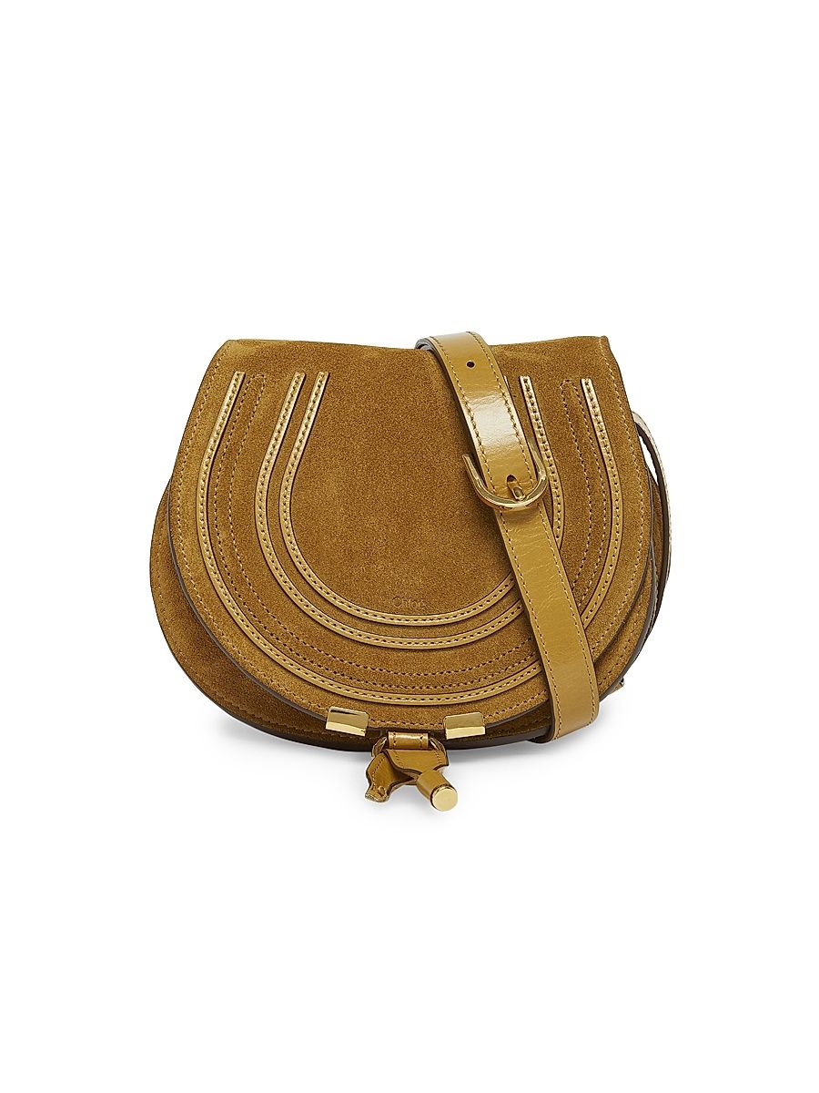 Women's Marcie Suede Saddle Bag - Gold