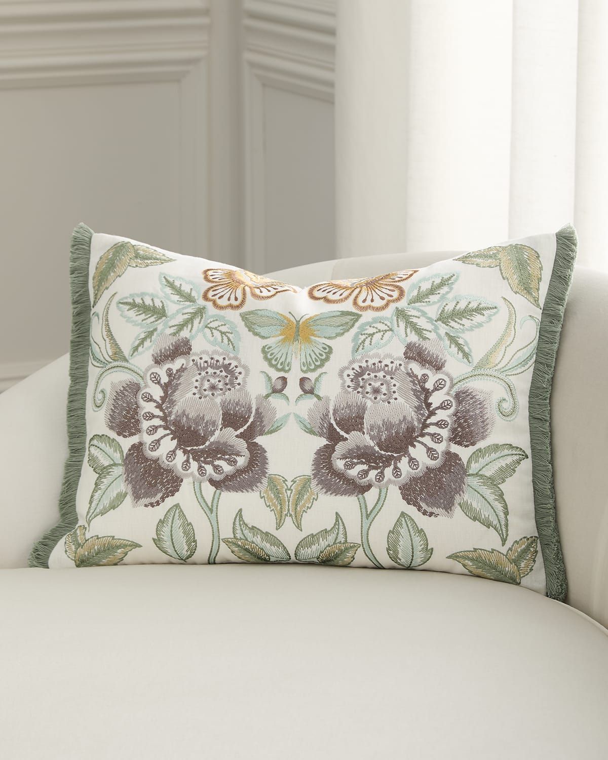 Isabella Embroidered Decorative Pillow, 18" x 24"