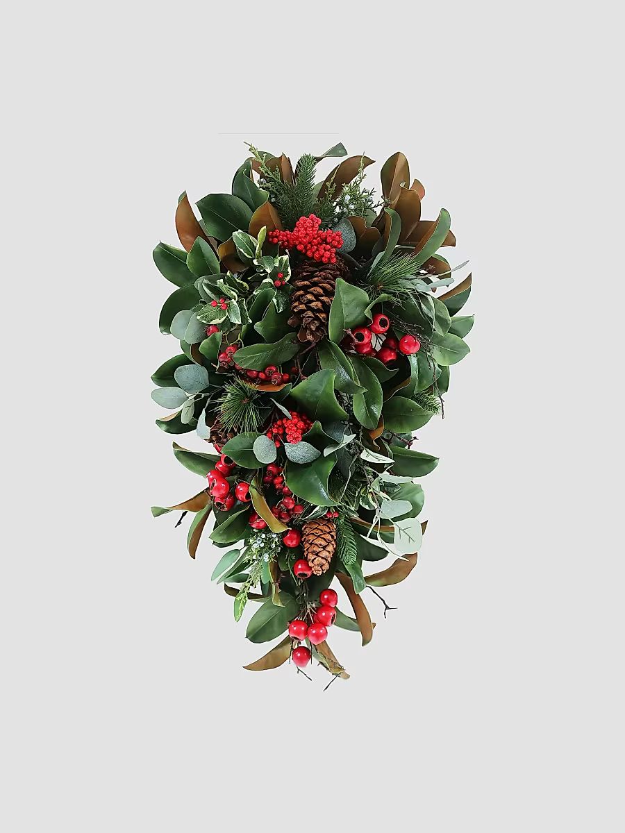 Tear Drop Deluxe Large Faux Leaf Foliage - Red Green