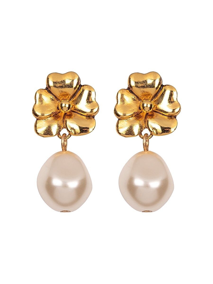 Women's Luiza 18K-Gold-Plated & Imitation Pearl Drop Earrings - Gold