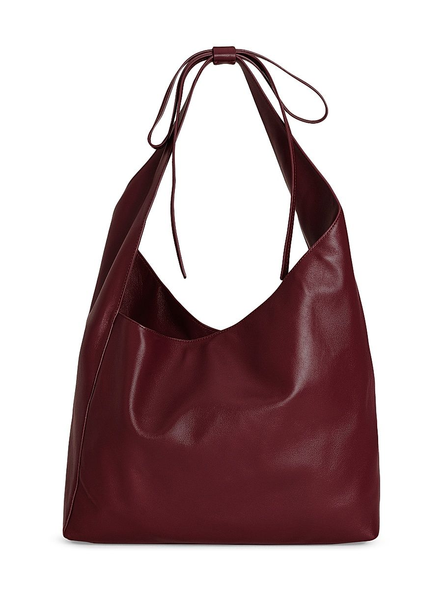 Women's Medium Vittoria Leather Hobo Bag - Burgundy