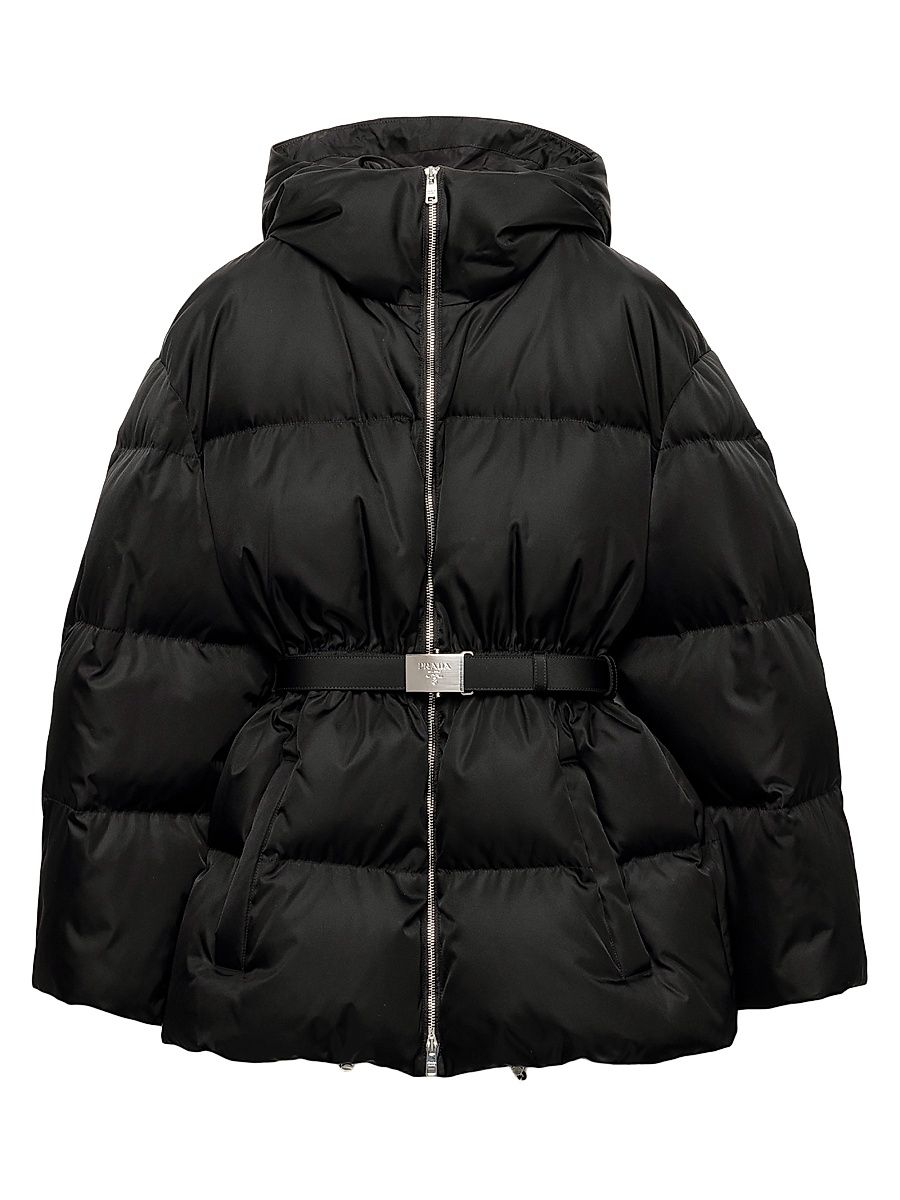 Women's Re-Nylon Hooded Down Jacket - Black - Size 12