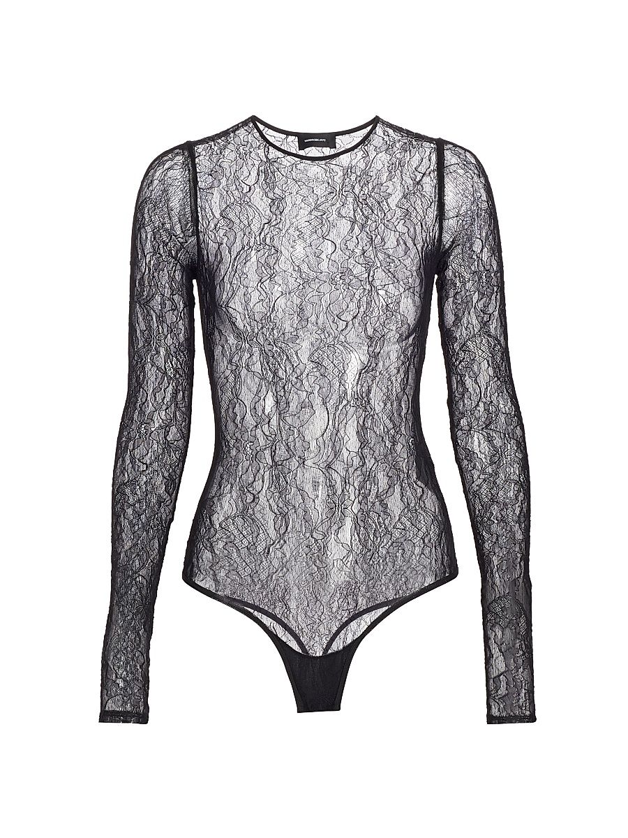 Women's Swirling Lace Bodysuit - Black - Size Small