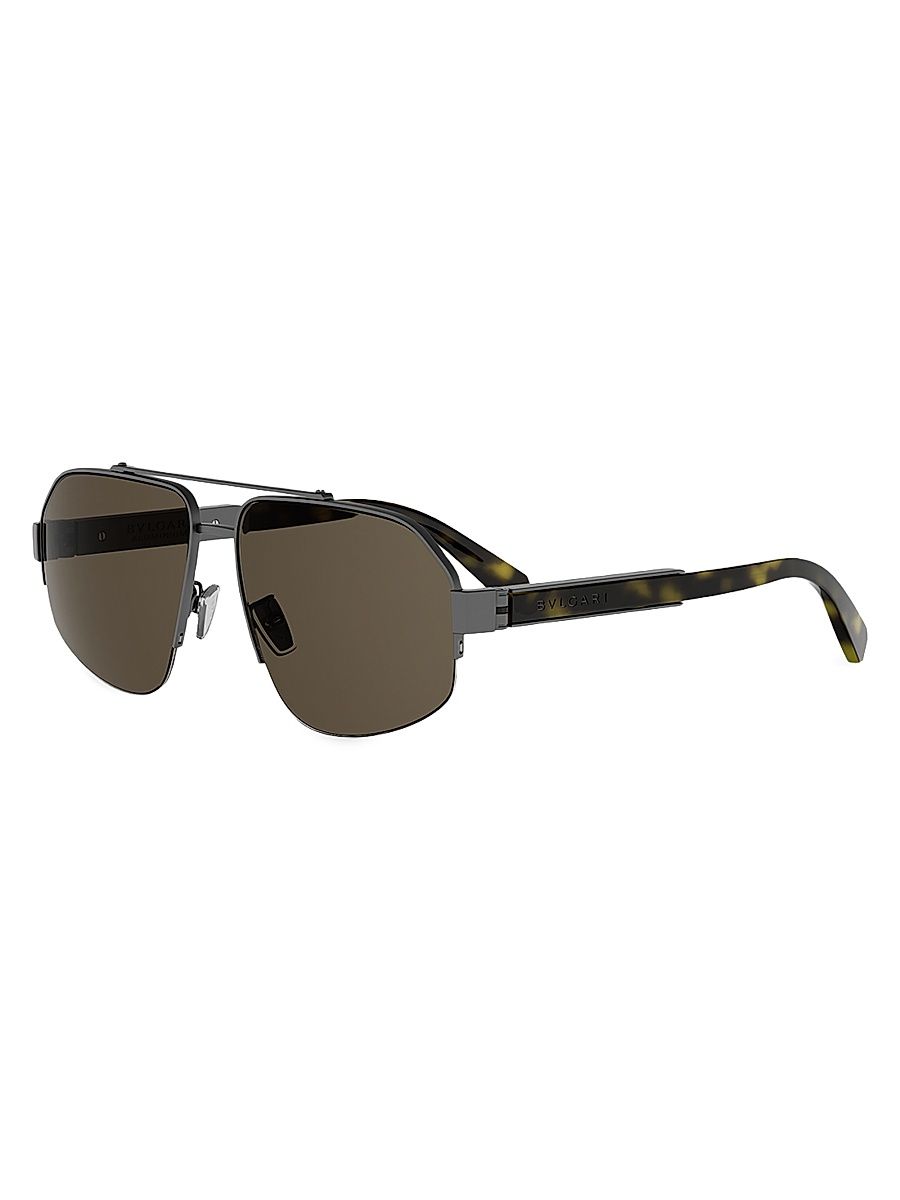 Men's 59MM Polarized Aviator Sunglasses - Matte Dark Ruthenium Brown