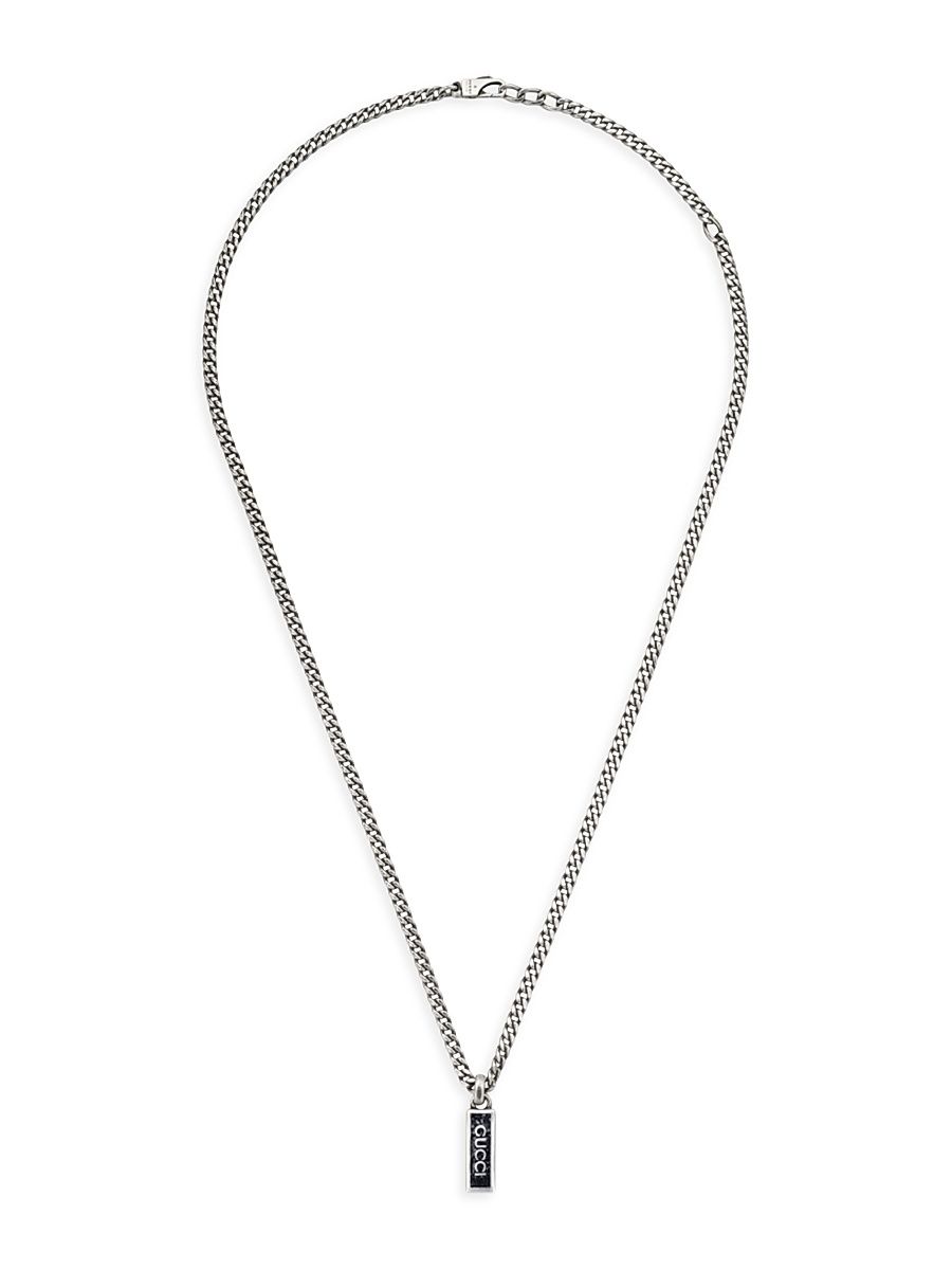 Gucci Unisex Gucci Tag Sterling Silver Enamel Necklace - Black
