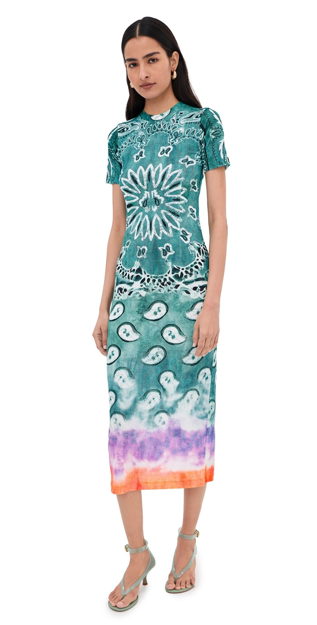 Stella Jean Slim Printed Dress Tie Dye Paisley Print 38