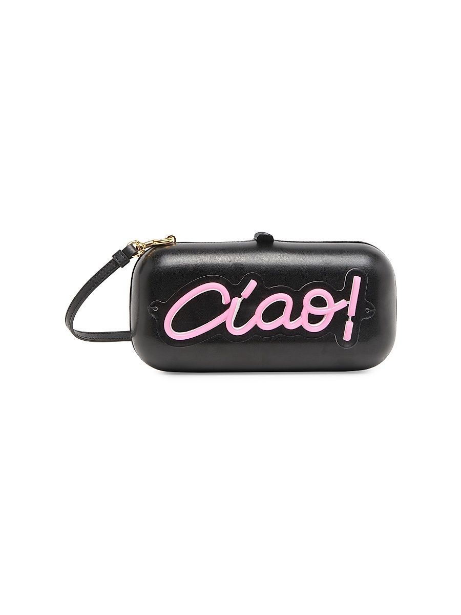 Women's 'Ciao!' Script Logo Clutch - Black