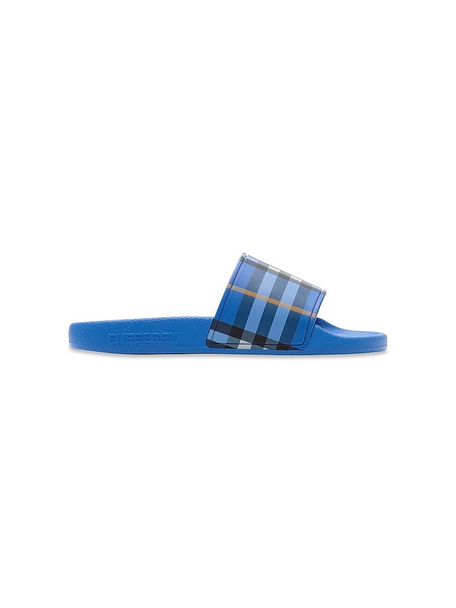 Boy's Furley Check Pool Slides - Hyacinth Blue - Size 10 (Toddler)