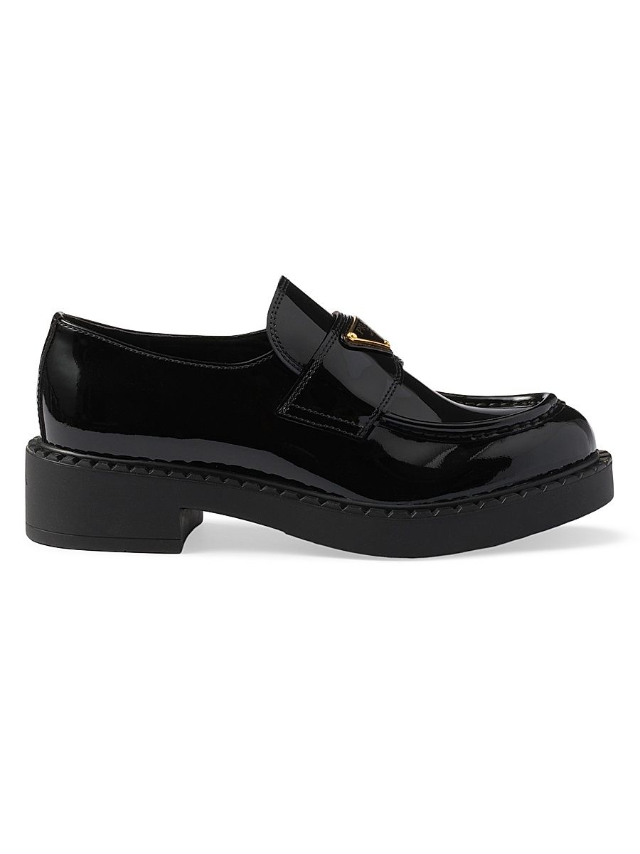 Women's Chocolate Patent Leather Loafers - Black - Size 10