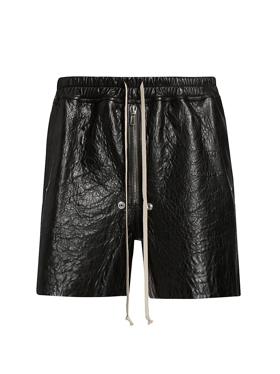 Men's Bela Leather Drawstring Shorts - Black - Size 38