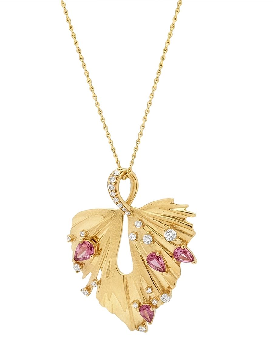 Women's Bahia 18K Yellow Gold, Pink Garnet & 0.38 TCW Diamond Pendant Necklace - Yellow Gold