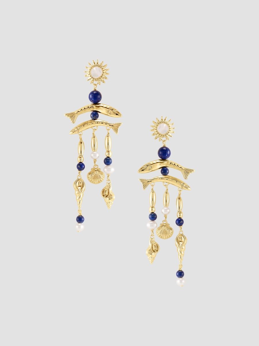 Anabel Aram Women's Milos 18K-Gold-Plated, Lapis Lazuli & Pearl Drop Earrings - Yellow Gold